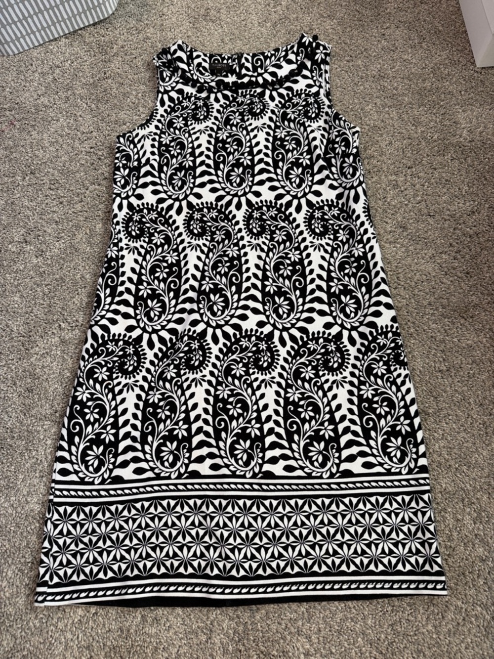 Talbots Black and White paisley Sleeveless Dress,  Mp , 18